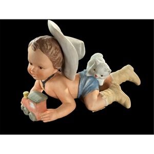 VTG Gregory Perillo's Sagebrush Kids -Young Cowboy With Kitten Figurine 5"